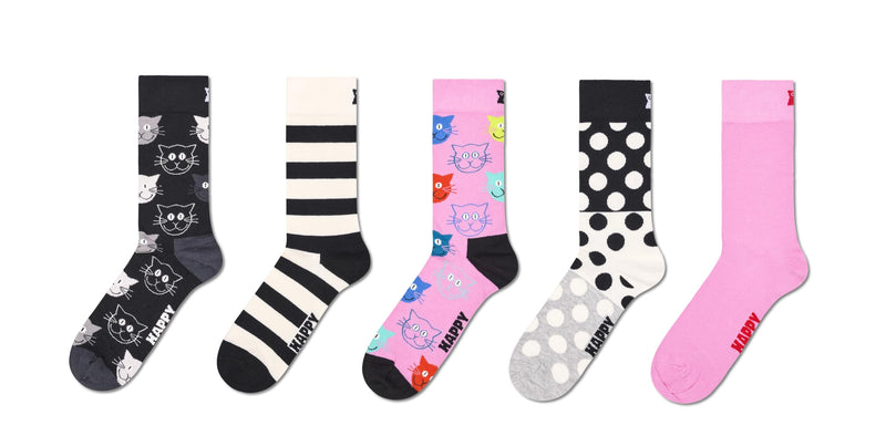 Happy Socks 5-Pack Pattern Socks Small-Medium Black - PawsPlanet Australia