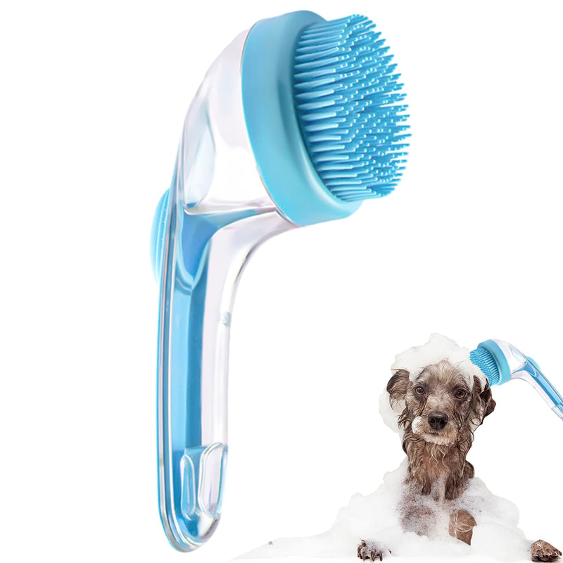 Pet Bath Brush,Dog Shampoo Brush Bubble Maker,New 2 in 1 Dog Bath Brush with Built-in Shampoo Dispenser,Bathing Dog Grooming Massage Brush for Showering Long and Short Haired Dogs and Cats(blue) Blue - PawsPlanet Australia