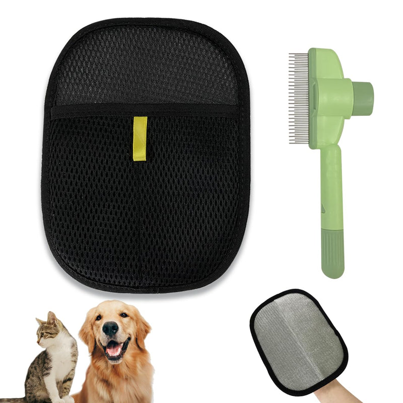 Pet Hair Removal Glove for Cats and Dogs,Mesh Hair Grooming Mitt, Equipped with 1PCS Pet Grooming Comb