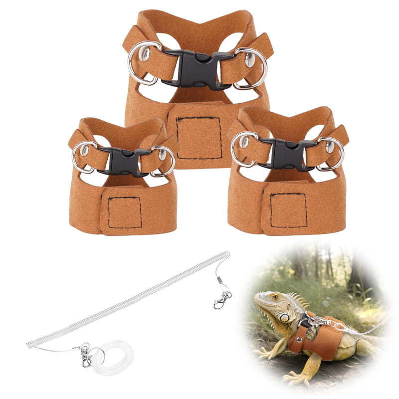 Brown Bearded Dragon Leash and Harness Set, 3 Size Easy Walk Bearded Dragon Harness, Adjustable Traction Rope Ferret Harness and Leash Set Cat Rat Accessories Stuff for Squirrel Brown - PawsPlanet Australia