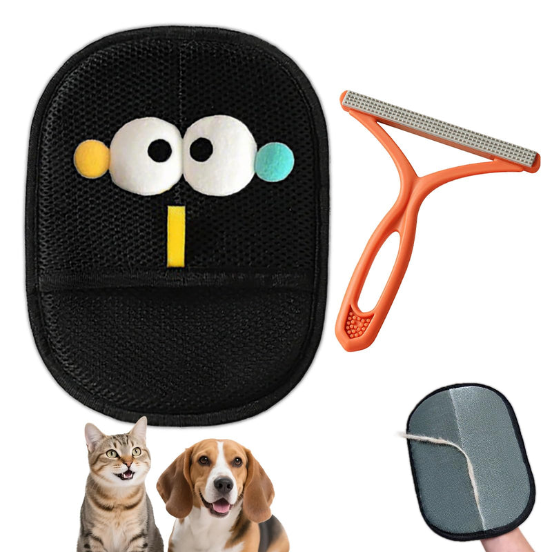 Pet Hair Removal Gloves with 1 Pcs Carpet Brush for Pet Hair, 2025 New Reusable Cat & Dog hair Remover, for Couch, Furniture, Carpet, Curtain, Car Seat, Animal Fur Removal Tool - PawsPlanet Australia