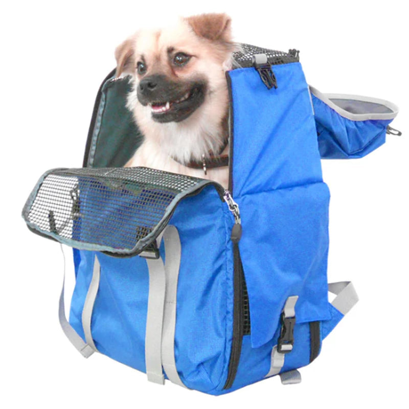 Cat Dog Backpack Carrier for Hiking Travel Portable Pet Daypack-Blue Blue - PawsPlanet Australia