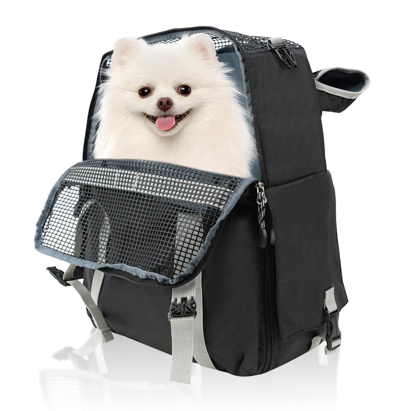 Cat Dog Backpack Carrier for Hiking Travel Portable Pet Daypack for Dog Cat Below 7kg/15.5lbs -Black Black - PawsPlanet Australia