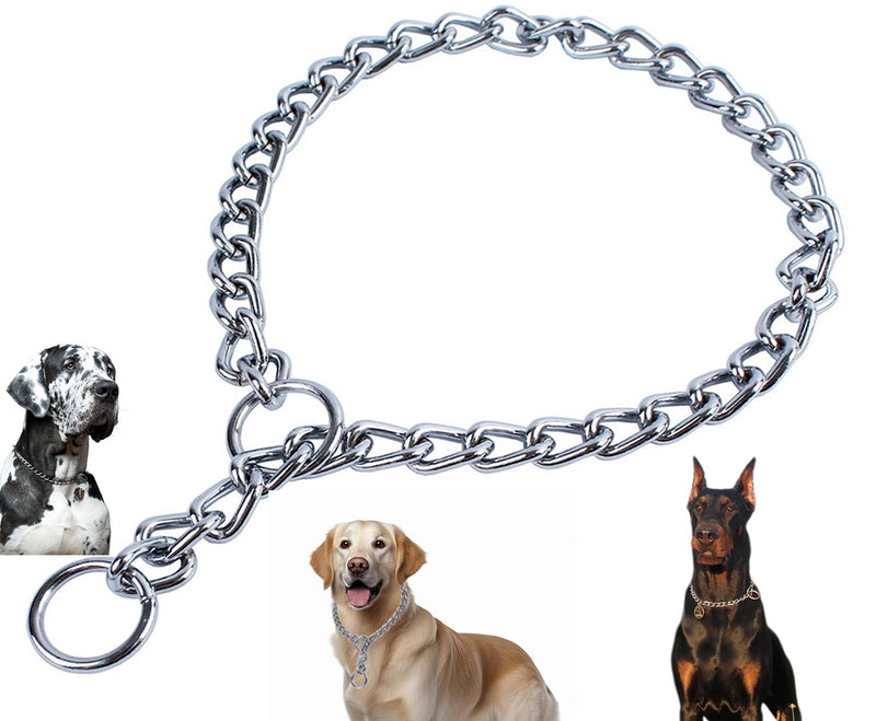 Metal Chain Dog Collar, Slip Link Heavy Duty Dog Collar Training Puppy Collars for XXS XS Small Medium Large Dogs, Silver XS XS(Max 12inch)D2.0mm - PawsPlanet Australia