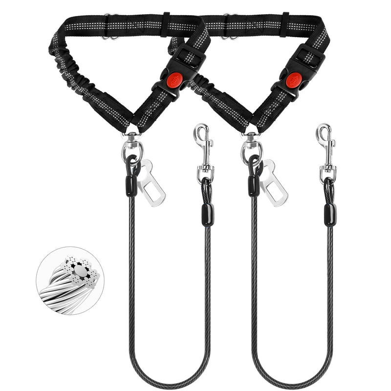 Dog Seat Belt for Car,Chew Proof Dog Car Seat Belt,2 in 1 Car Harness for Dogs Safety Seat Belt,Heavy Duty Pet Seat Belt for Medium & Large Dogs Chewer Black - PawsPlanet Australia