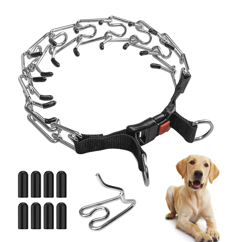 Prong Collar for Large Dogs, Dog Pinch Collar,Dog Choker Collar,High Strength Quick Release Metal Buckle,Comfort Rubber Tips,for Large Dog S (Neck:13''-15'' Weight Around:30 lbs)