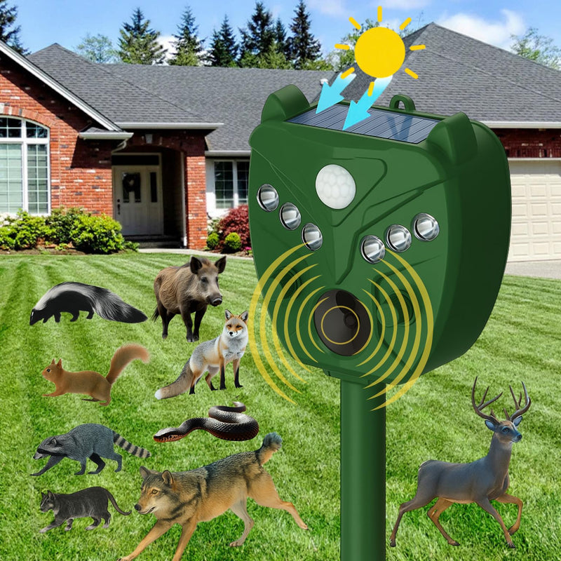 Solar Ultrasonic Animal Repellent Outdoor - NAVISOVL - Cat, Squirrel, Deer Repeller, Motion Sensor&Flashing Light, Repel Dogs,Boar,Deer,Fox,Raccoon,Skunk,Rabbit,Bird Deterrent for Yard&Farmland 1 - PawsPlanet Australia