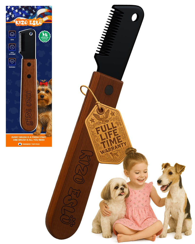 Stripping Knife for Dogs – Gentle Hand Stripping & Carding Knife for Terriers & Double-Coated Breeds, Solid Sapele Hardwood & Black Oxide Stainless Steel,Easy to Clean,Dog Grooming Tool(Right-Handed) Right-Handed - PawsPlanet Australia