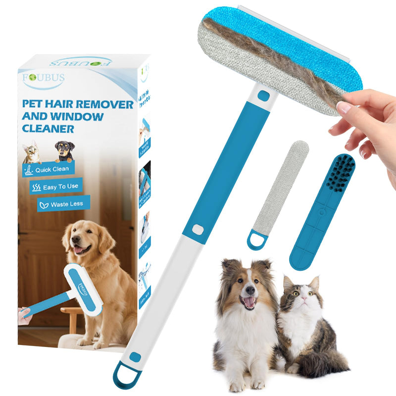 4 in 1 Multifunctional Pet Hair Removal Tool, Dog&Cat Hair Remover for Couch Carpet Furniture, Pet Hair Removal Broom with 17.7Inch Extendable Long Handle&Reusable Washable Cat Hair Remover Brush - PawsPlanet Australia