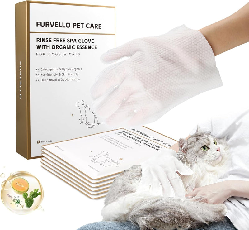 4 in 1 Pet Glove Wipes for Dogs & Cats, 7 Plant Extracts, Hypoallergenic Pet Cleaning Wipes, Dog Washing Gloves Extra Thick, Lick-Safe, Rinse Free for Grooming and Travel, 6PCS Fruit Scent 6 Count – Travel Pack - PawsPlanet Australia