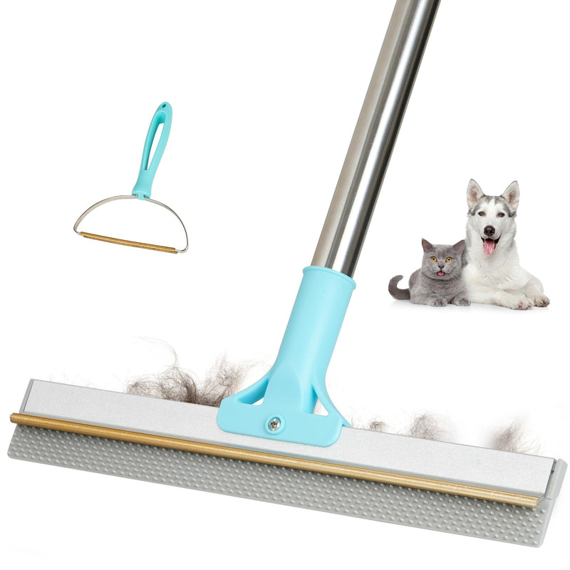 Carpet Rake for Pet Hair Removal Tool, 2025 New Generation 2 in 1 TPU and Copper Rake Teeth Pet Hair Remover with 54’’ Adjustable Long Handle, Reusable Cat Dog Hair Cleaner Rake Broom - PawsPlanet Australia