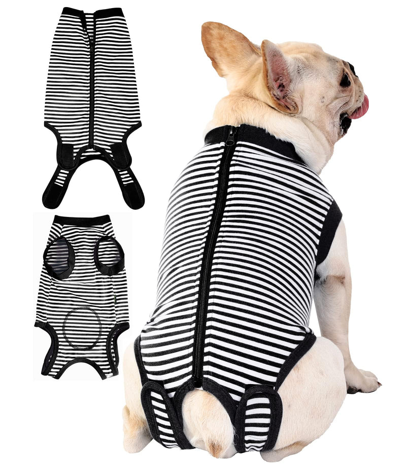 Dogs Cats Recovery Suit After Surgery Professional Pet Recovery Shirts Dog Abdominal Wounds Bandages Black-White 3XL Narrow Striped Black Suit 3XL(Back 25.6",chest 33") - PawsPlanet Australia