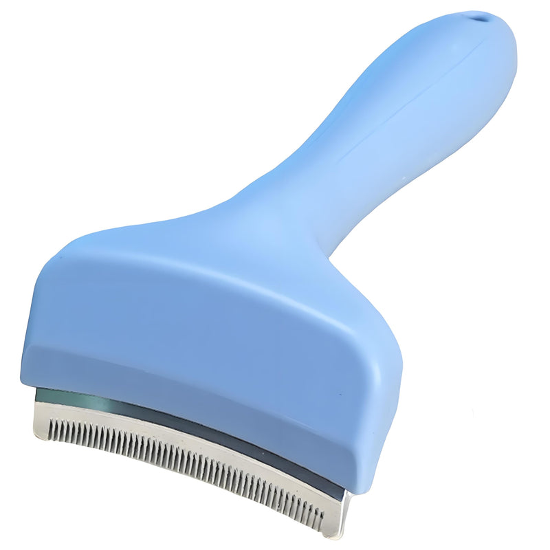 Stainless Steel Pet Deshedding Brush with Handle - Short & Dense Teeth for Short-Haired Dogs, Efficiently Removes Deep Undercoat (Blue, Large) Blue - PawsPlanet Australia