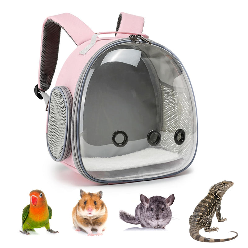 Portable Travel pet Backpack Carrier Small Animal Travel Bag for Hamster, Guinea Pig, Bird, Cat, Rabbit, Pink (Pink) - PawsPlanet Australia