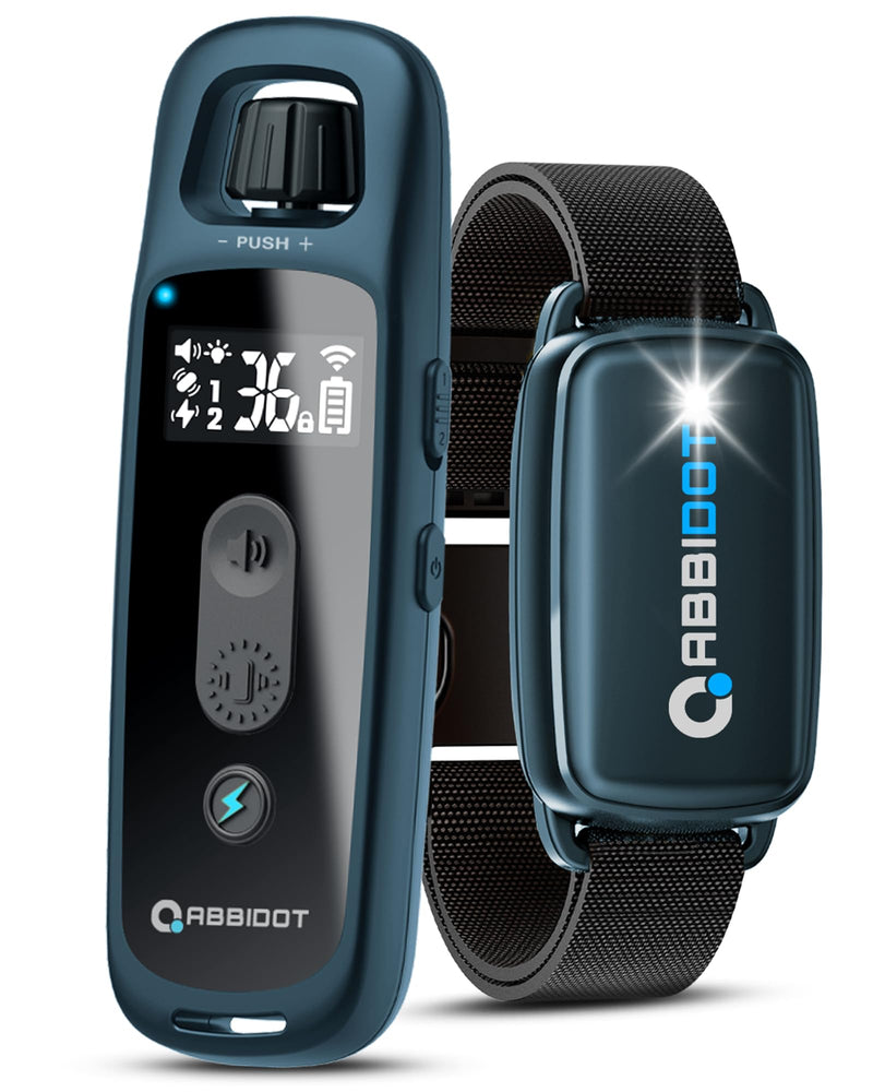 ABBIDOT Shock Collar for Dogs, 3300 FT Dog Training Collar with Remote, IPX7 Waterproof with 4 Training Modes, Rechargeable E-Collar for All Breeds (15-120 lbs) Ink Blue 1 Collar
