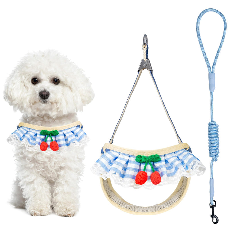 Small Dog Harness and Leash Set, No Pull Puppy Soft Vest Step in Harness Easy Walk, Reflective Escape Proof Harness for Small Sized Dogs Girl Boy, Light Blue Plaid S - PawsPlanet Australia
