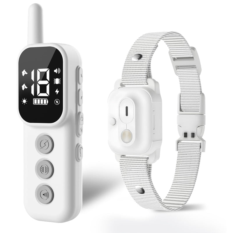 Dog Shock Collar with Lighting Indicator, Dog Training Collar with Remote 3300FT Range, Rechargeable Waterproof E-Collar for Small Medium Large Dogs (White)