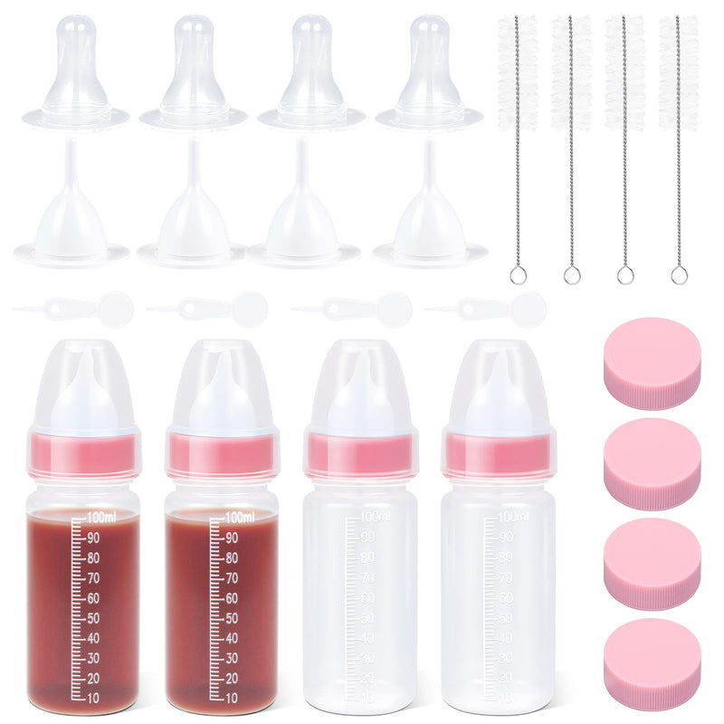 Puppy Kitten Nursing Bottle 3.4oz - Small Animal Feeding Kit with Nipples | Hand Feeding Supplies for Puppies, Kittens, Rabbits, Ferrets & Newborn Pets 1 Count (Pack of 4) Transparent - PawsPlanet Australia