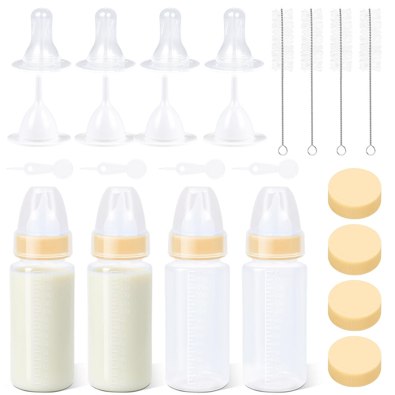 Puppy Kitten Nursing Bottle 5oz - Small Animal Feeding Kit with Nipples | Hand Feeding Supplies for Puppies, Kittens, Rabbits, Ferrets & Newborn Pets 1 Count (Pack of 4) YELLOW - PawsPlanet Australia