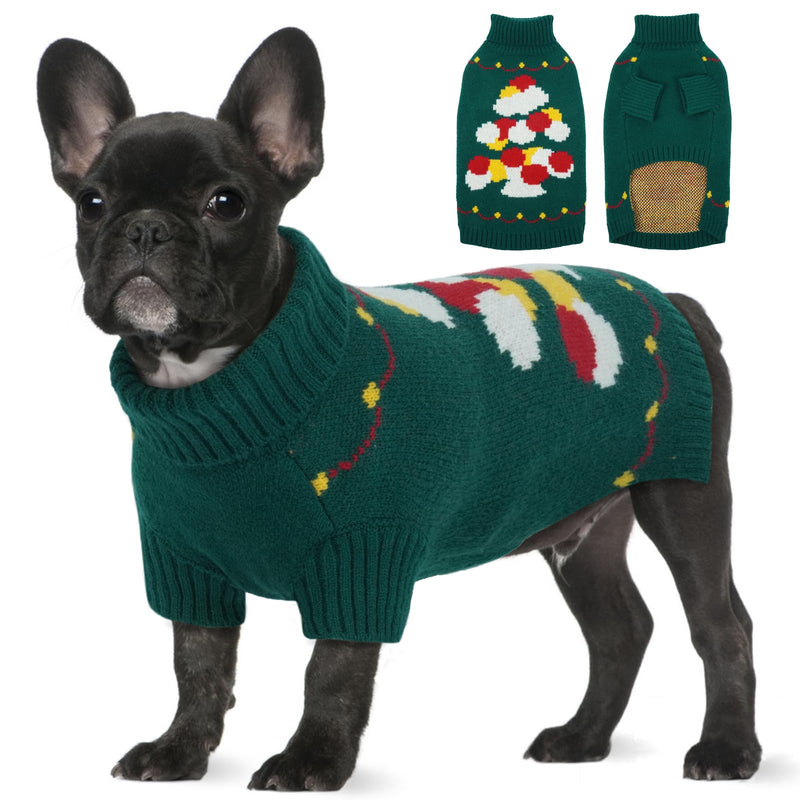 BRKURLEG Dog Sweaters, Christmas Dog Sweaters, Medium Large Dogs Warm Sweater for Cold Weather, Pullover Sweater Xmas New Year, Winter Knitted Sweatshirt Outfit for Boston Terrier, Beagle (Green, L) Green - PawsPlanet Australia