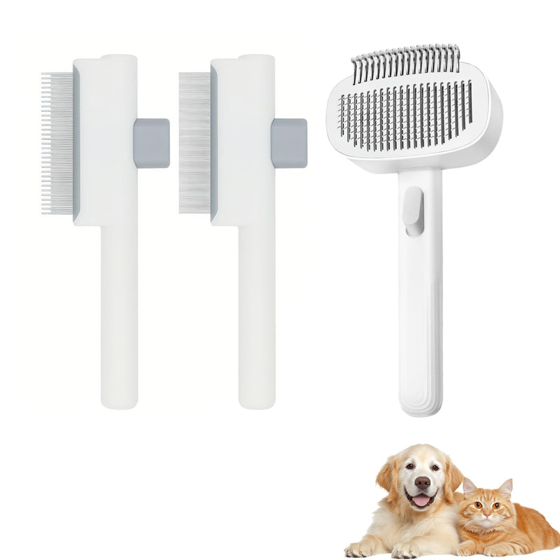 Deshedding Brush with Metal Comb for Detangling and Dematting Long, Flea Comb Cat Combs with Long & Short Stainless Steel Teeth, Matted Fur on Cats and Dogs (3 Pack) - PawsPlanet Australia