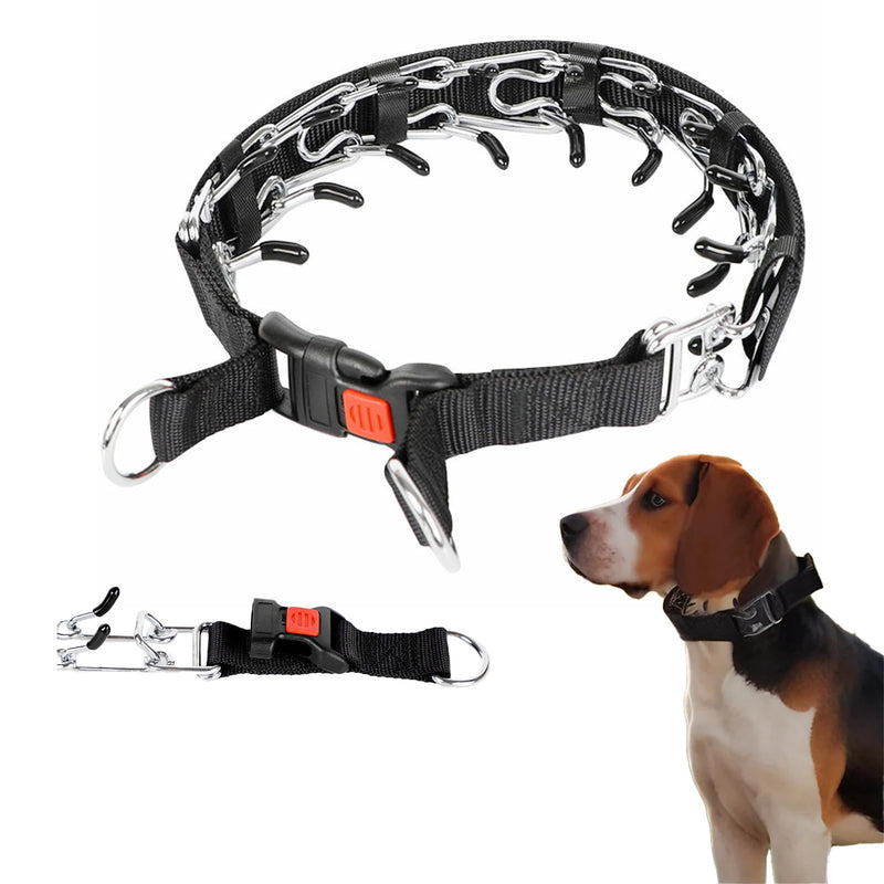Dog Training Collar, Stainless Steel Collar with Quick Release Buckle, Adjustable Comfort Tip with Nylon Cover for Small Medium Large Dogs(Black,M(17-20”Neck,3mm)) M - PawsPlanet Australia