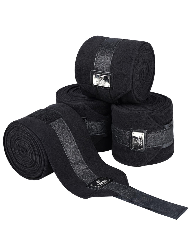 Harrison Howard Horse Polo Wraps Upgrade with Bling Leg Wraps for Horses 4-Pack Fleece Leg Wraps Stable Supplies Black M - PawsPlanet Australia