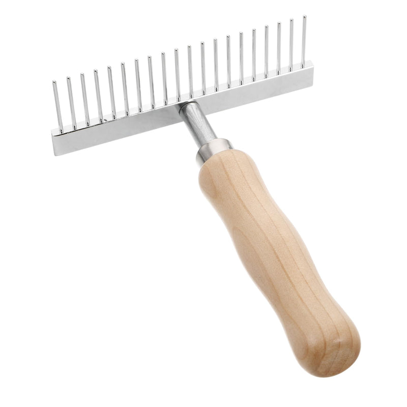 Grooming Rake with Anti-Slip Wooden Handle: Stainless Steel Grooming Brush for Dogs Golden Retriever Husky German Shepherd Pet Supplies Tool - PawsPlanet Australia