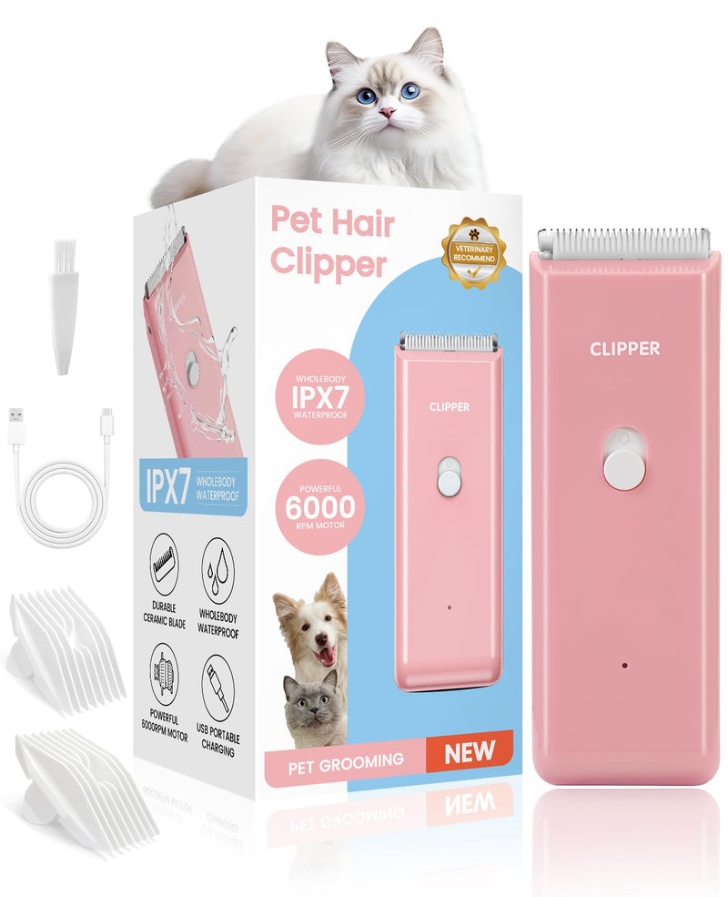 Upgrade Home Professional Dog Grooming Kit Clipper for Matted & Long Hair, Cordless Pet Shaver Low Noise USB Rechargeable for Cats, Small&Medium Dogs, Handy Pet Hair Grooming Trimmer, Pink Rk005-pink - PawsPlanet Australia