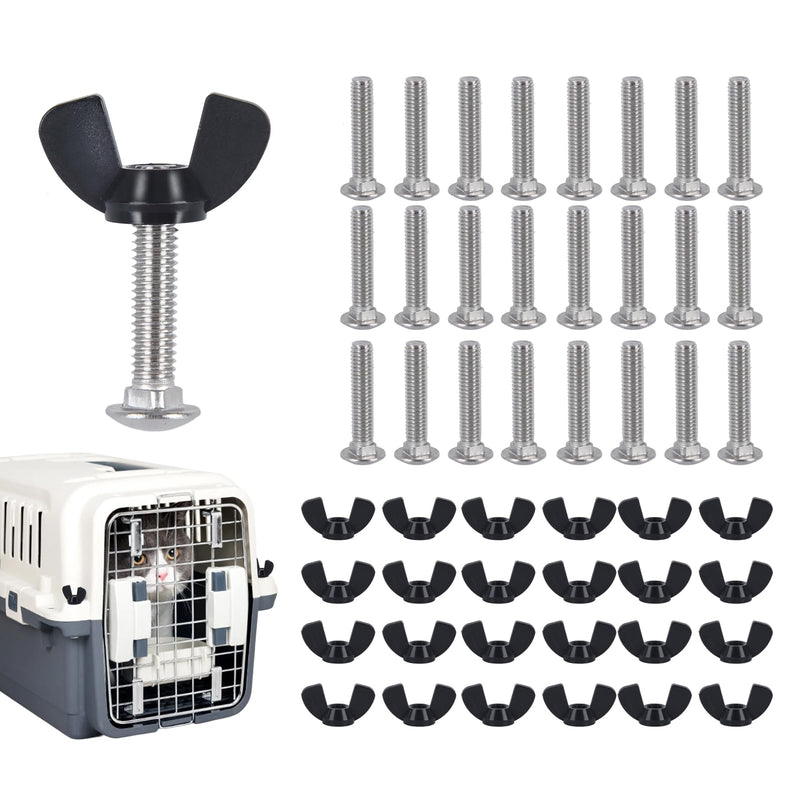 YeeBeny 24 pet Carrier Fasteners Set, Dog Kennel Replacement Screws and Bolts Butterfly Nuts,M6 Dog Kennel Replacement Screws, Pet Kennel Brackets - PawsPlanet Australia