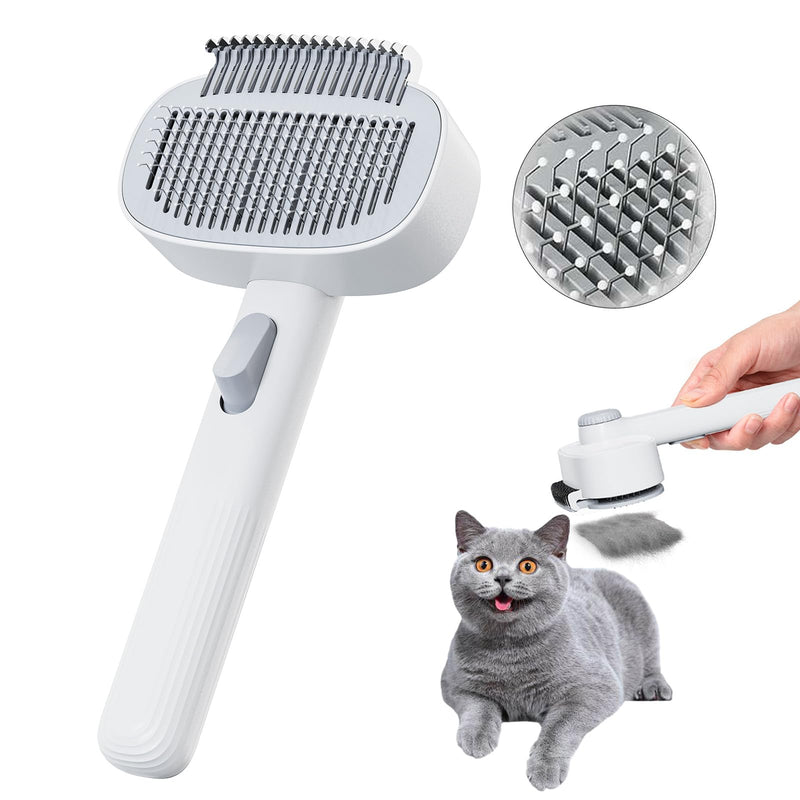 2-in-1 Pet Deshedding Brush Cat Dematting Comb for Indoor Cats and Dogs Comb for Shedding Long & Short Hair Gentle Massage Grooming Tool Easy to Remove Loose Undercoat,Matted Fur & Tangles White 1 Cat Brush - PawsPlanet Australia