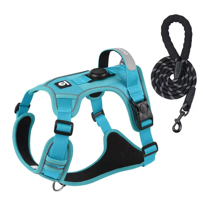 Waterproof and Breathable Dog Harness, Explosion-Proof Flush pet Harness, Adjustable Soft Padded pet Vest, Carrying Instant Control Handle, Reflective pet Vest for Easy Walking (Blue, Medium) Blue - PawsPlanet Australia
