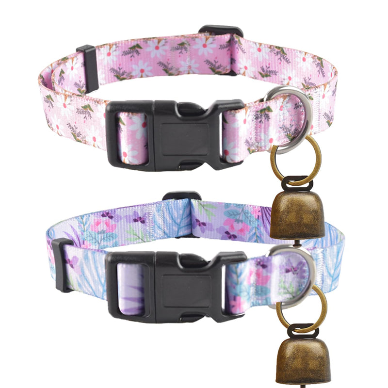 2 Pack Goat Collars with Bells, Adjustable Nylon Sheep Collars with Quick Release Buckle and Loud Grazing Copper Bells Durable for Small Farm Animal Sheep Cow Goat Horse Use (Light Colour) light colour - PawsPlanet Australia