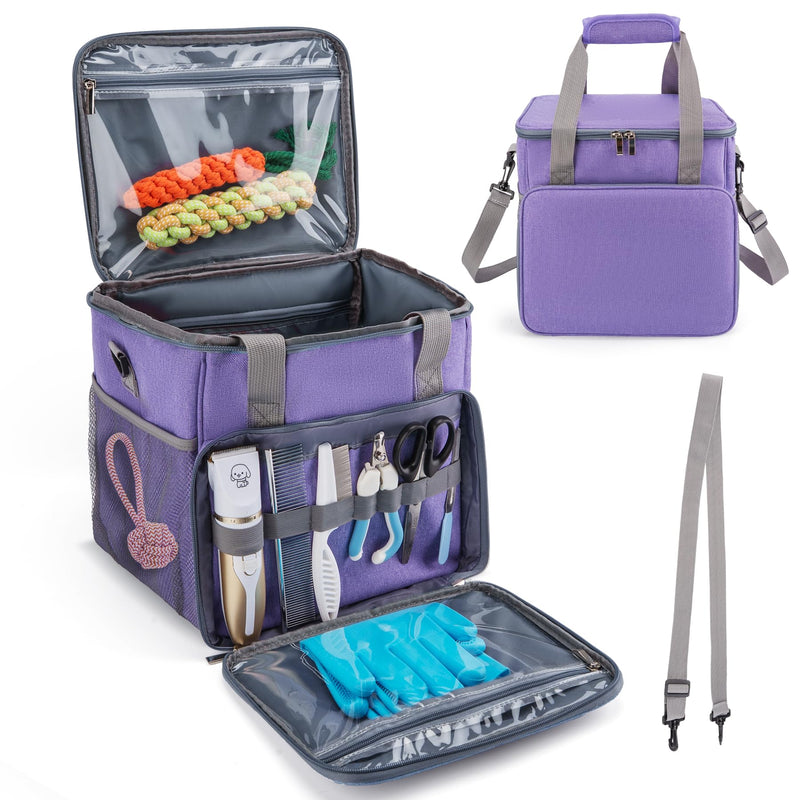 SMYV Pet Grooming Bag for Dog Grooming Supplies, Dog Tote Travel Bag for Pets Grooming Tools Kit Accessories - Purple - PawsPlanet Australia