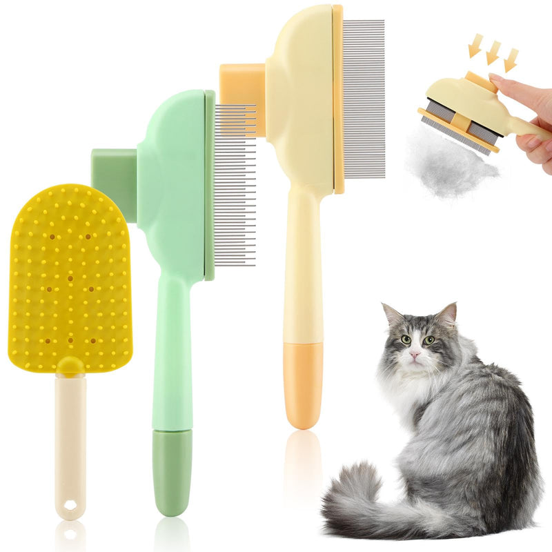 Pet Hair Removal Comb Flea Comb, 3 Pcs Long & Short Stainless Steel Teeth Deshedding Brush, Grooming Pet Hair, Cat Combs for Indoor Cats, Removal Tools - PawsPlanet Australia