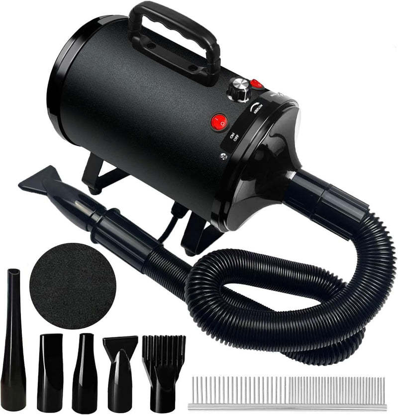 High Velocity Professional Dog Grooming Dryer,Dog Hair Dryer,Adjustable Temperature and Speed,with 4 Nozzles,Perfect for Pet Grooming at Home - PawsPlanet Australia