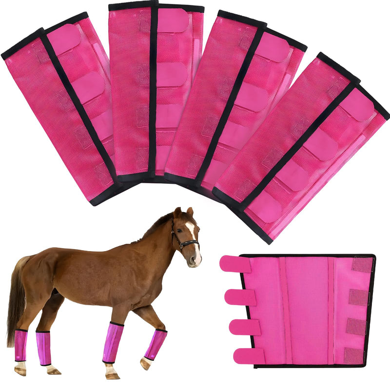 Mesh Horse Fly Boots Set of 4，Adjustable and Universal Loose Fitting & Non-Slip Horse Fly Leggings for Horses,Reduce Stressful Stomping (Pink) Pink - PawsPlanet Australia