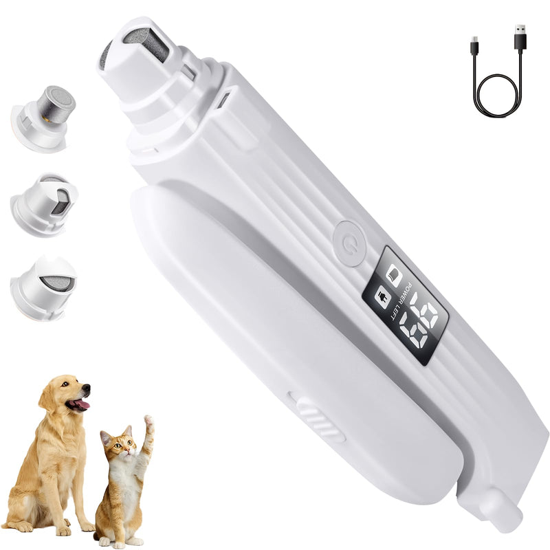 Pet Nail Grinder for Dogs and Cats - 2in1 Dog&Cat Nail Trimmers Super Quiet and Low Vibration Electric Dog Nail Grinder- LED Display Dog Nail Clippers for Large Medium Small Dogs Cats Dog Nail File A - PawsPlanet Australia