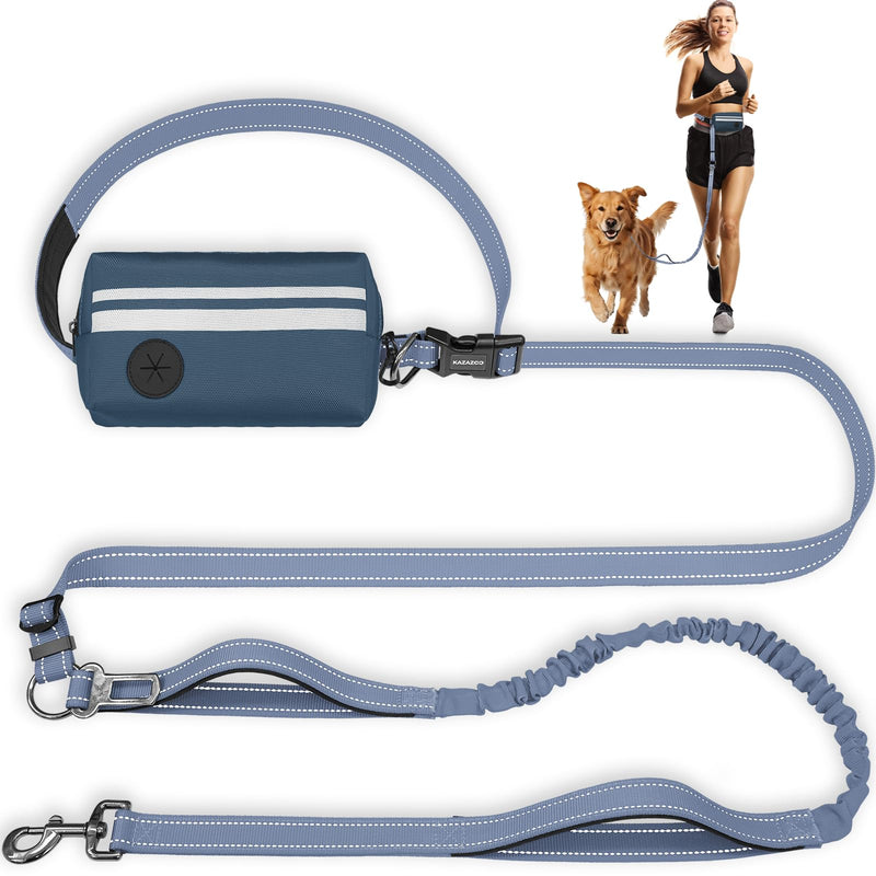 Hands Free Dog Leash with Removable Zipper Pouch, Dual Padded Handles and Durable Bungee for Walking, Jogging and Running-Navy Blue Navy Blue - PawsPlanet Australia