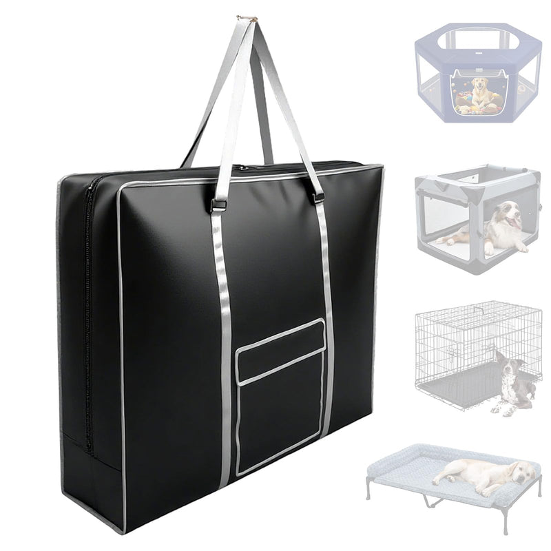 42 - inch Foldable Wire Dog Crate Storage Bag, Silver Outer Trim and Strap, Aesthetic and Practical, 44.1×6.3×31.9 inches Black 42.0"Lx 6.3"W x 30.0"H - PawsPlanet Australia
