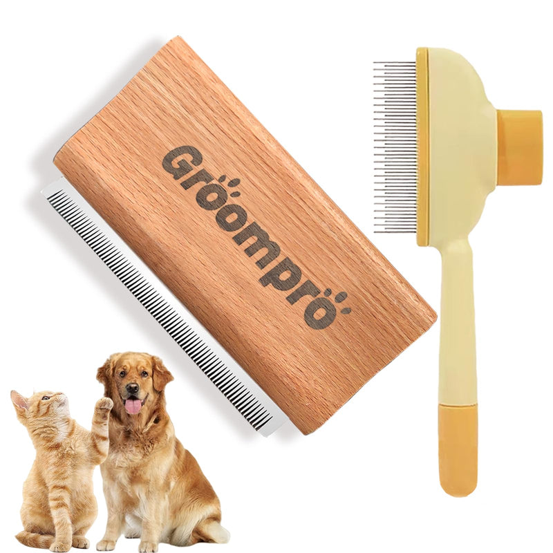 Groompro Deshedding Brush, Dog Brush for Shedding, Zen Brush for Cats,Cat Brushes Dog Brus Pet Hair Removal Tool, Painlessly Remove for Short & Long Hair(L(5.3 inch)) - PawsPlanet Australia