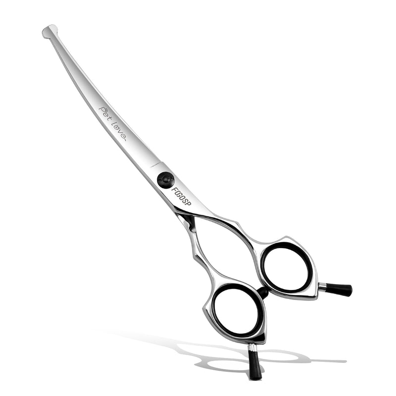 Curved Dog Grooming Scissors with Blunt Tip 6.5 in Round Curve Shears for Pet Dogs Cat Japan 440C 30°Arc Upward & Downward for Trimming Face and Paws at Home Safety Safety Curved - PawsPlanet Australia