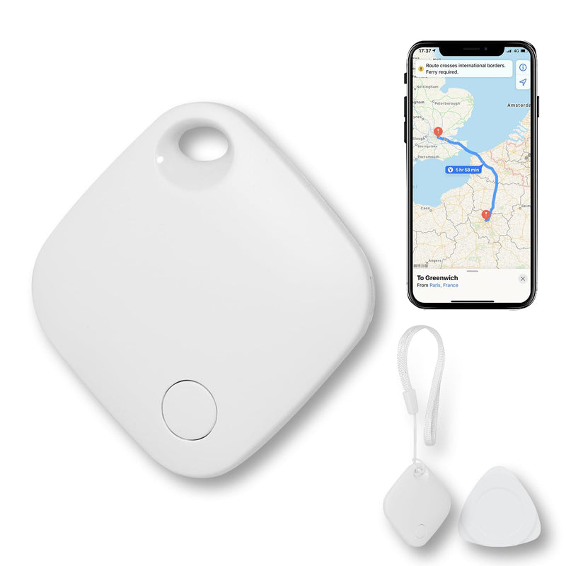 AURTEC Smart Air Tracker for Pets, Vehicles, Keys & Luggage - Compatible with Apple Find My App (iOS Only), Real-Time Global Location Tracking, Long Battery Life, Geo-Fencing, White 1 Pack - PawsPlanet Australia