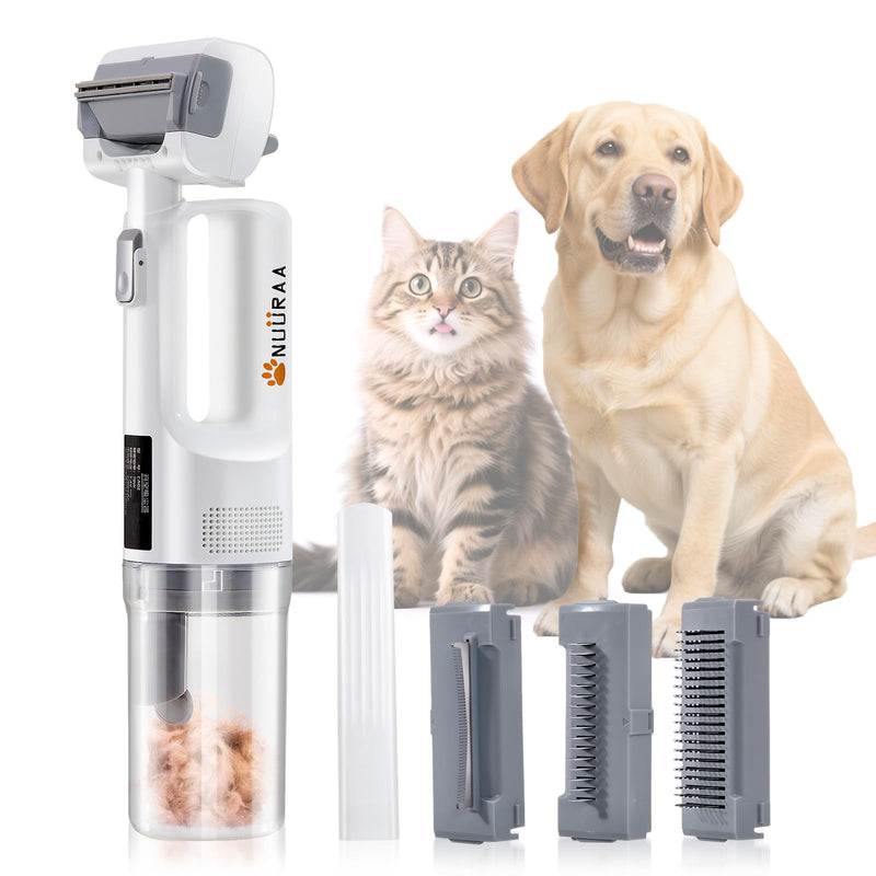 Pet Grooming Vacuum Kits-Dog&Cats Hair Remover Dematting Shedding, Cordless Handheld and Rechargeable Machine Friendly Noise with 9K Suction 300ml Dust Cup Travel/Household
