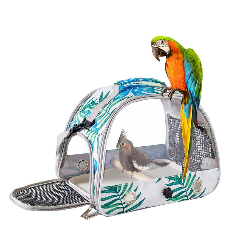 Small Bird Carrier Cage with Standing Perch & Tray Portable & Breathable Pet Travle Transport Carry Bag with Shoulder Strap for Vet Visit & Outdoor Walking (Printed) Printed - PawsPlanet Australia