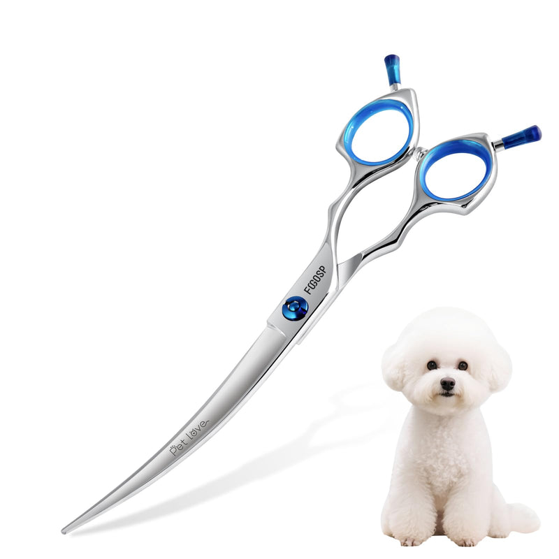 Curved Dog Grooming Scissors 7.5 in Curve Shears for Pet Dogs Cat Japan 440C 30°Arc Upward & Downward Classic Handle for Trimming Face and Paws(7.5, Curved) - PawsPlanet Australia