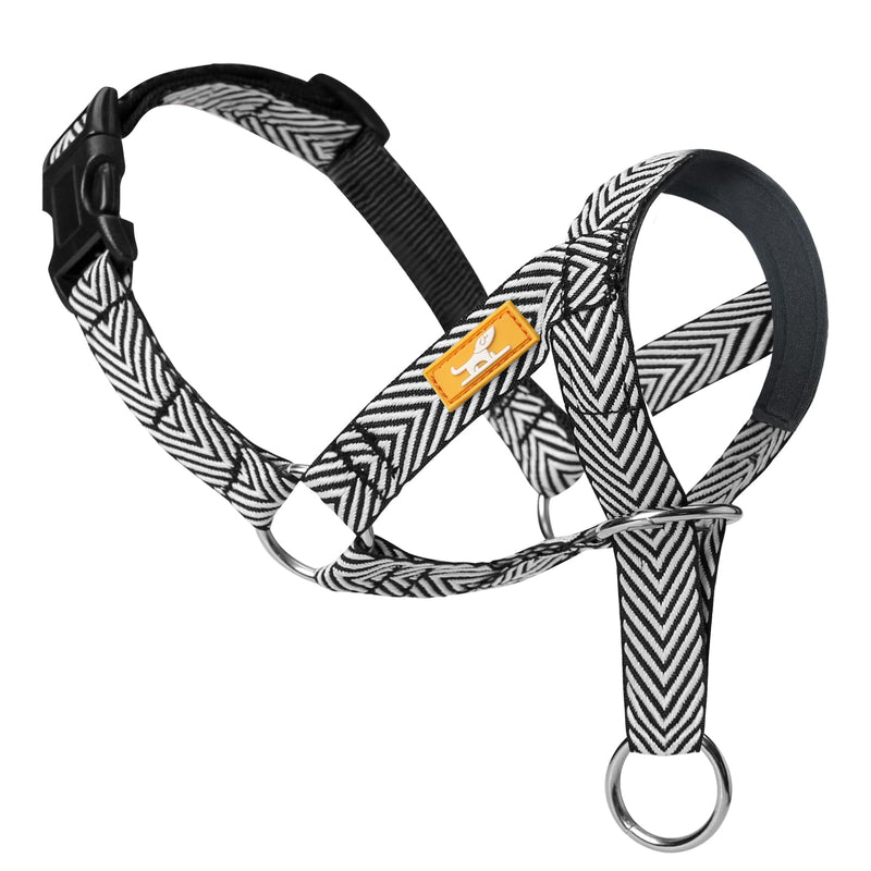 Gentle Dog Head Collar with Soft Nylon, No-Pull Padded Head Halter with Stripes, Adjustable Nose Leash for Safe Easy Walking Control(M,Black) M Black - PawsPlanet Australia