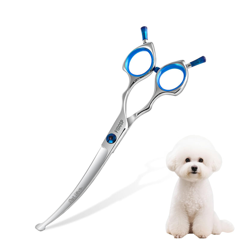 Curved Dog Grooming Scissors with Blunt Tip 6.5 in Safety Curve Shears for Pet Dogs Cat Japan 440C 30°Arc Upward & Downward for Trimming Face and Paws Safety Curved 7.0 in - PawsPlanet Australia