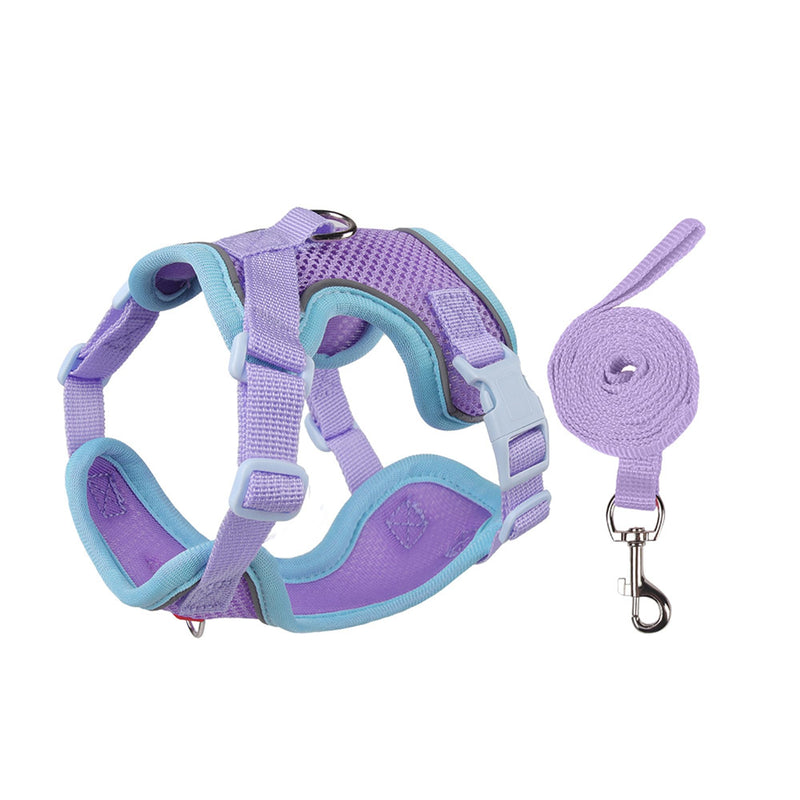 Cat Harness and Leash Set for Walking – Escape-Proof Reflective Vest for Cats and Small Dogs, Adjustable Soft Air Mesh with Pressure-Reducing Design, 4.92ft (Blue & Purple, L) Blue & Purple - PawsPlanet Australia