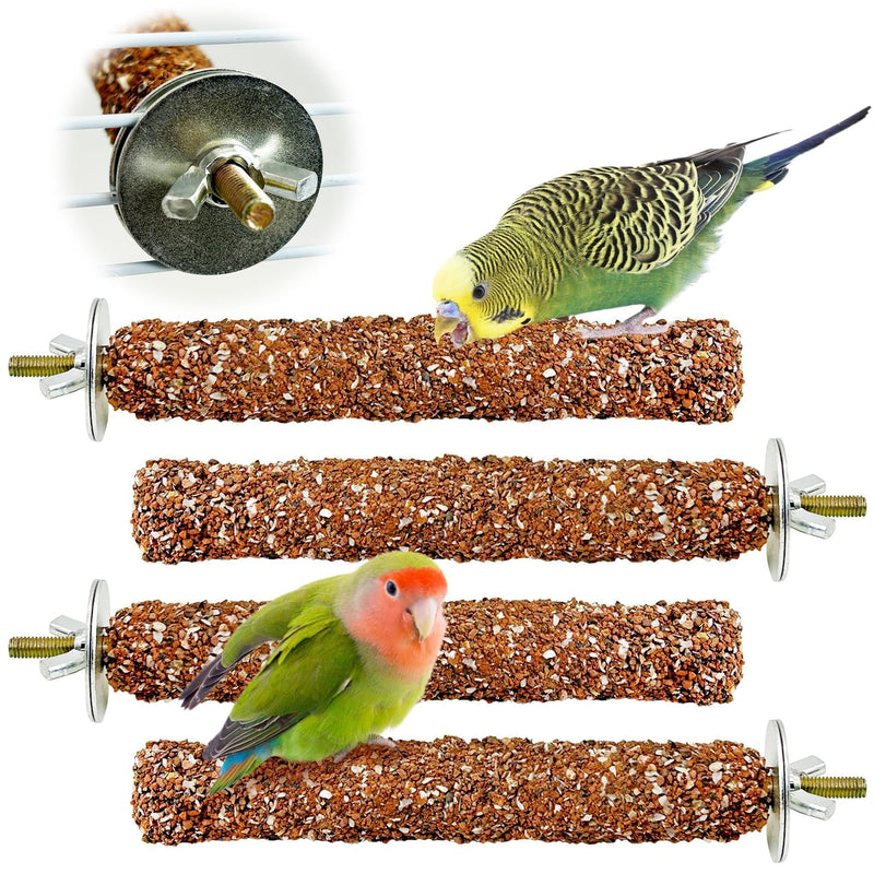 PINVNBY 4 PCS Natural Bird Perches Calcium Mineral Parakeet Chewing Toy Sticks Parrot Beak Grinding Stone Cage Accessories for Small Medium Budgie Cockatiel Conure Lovebird Colorful - PawsPlanet Australia